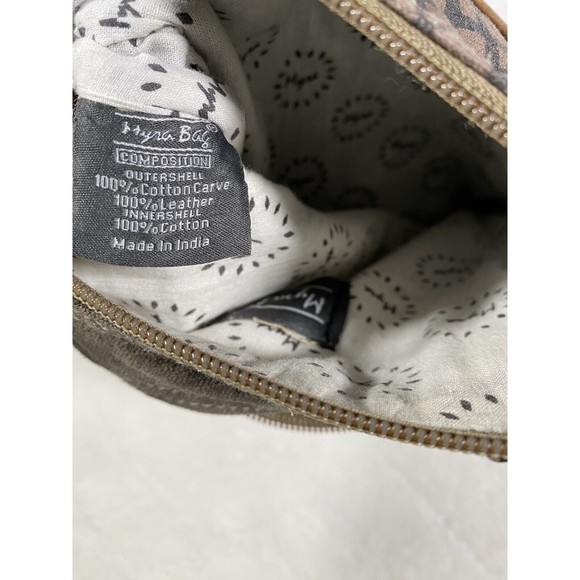 Myra Bag Leather Canvas Crossbody Purse Adjustable Strap Neutral Colors Boho - Picture 6 of 9